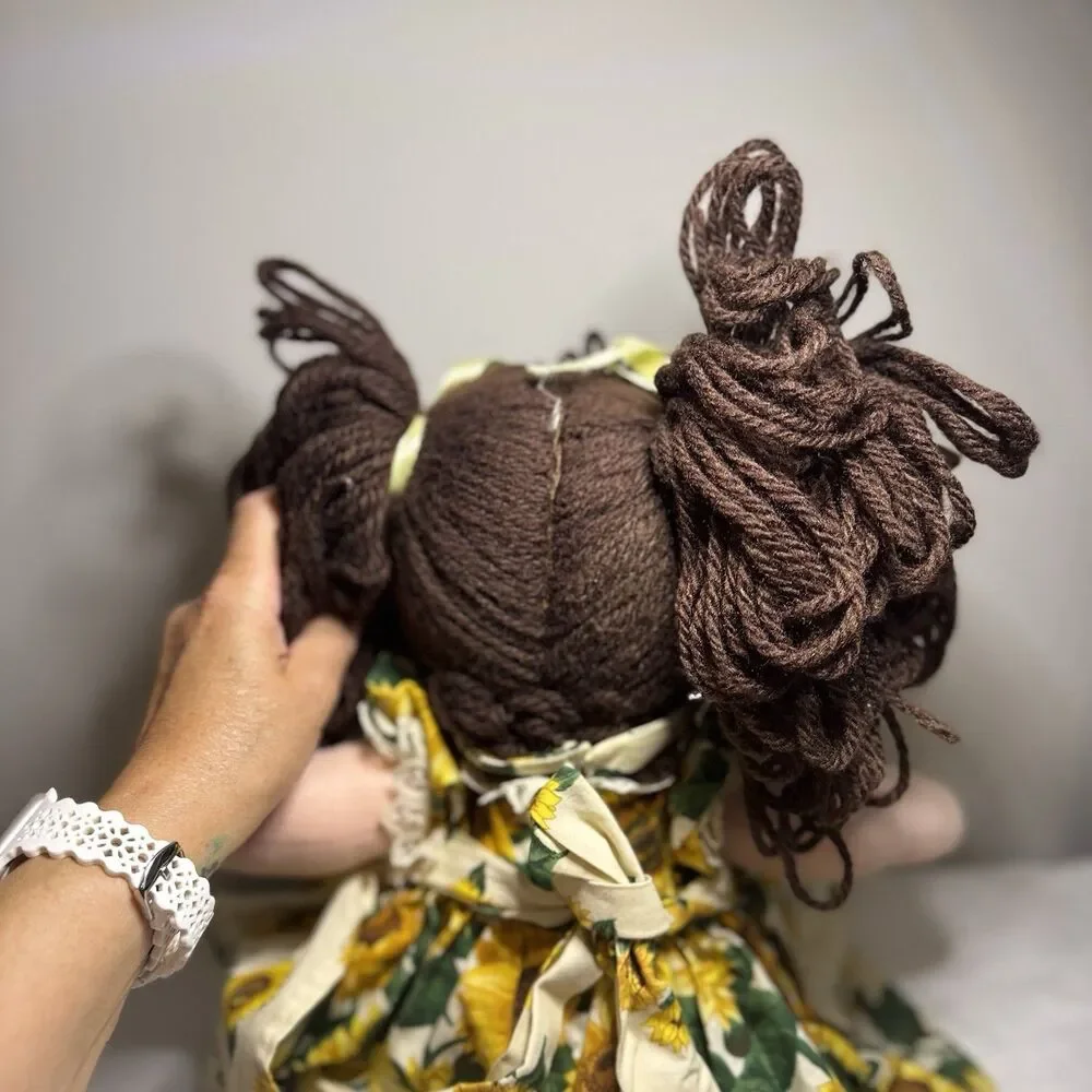 Traditional Hand Made Rag Doll Soft Body 17inches  Tall Sunflower Dress Pigtails